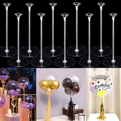 Balloon Sticks with Base, 10 Pack 17″Tall Clear Balloon Stick Stands Holder f…