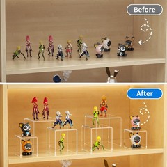 NIUBEE 2 Set Acrylic Risers Display for Funko POP Figures,Clear Cake Stands for