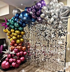 161pcs Shiny Chrome Balloon Garland Arch Kit Retro Disco Dance Party Decorati…