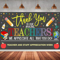 Teacher Appreciation Week Backdrop Banner School Classroom Decorations, Thank Yo