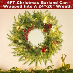 Prelit & Timer – 6FT Christmas Garland with Lights, Real Touch Norfolk Pine
