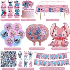 Vibrant 101PC Stitch Themed Birthday Decoration Kit for Girls – Pink & Fun!