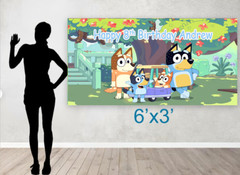 Birthday banner Personalized 6ft x 3 ft Bluey