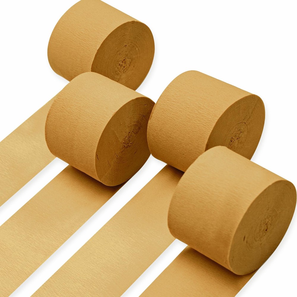 PartyWoo Light Brown Crepe Paper Streamers 4pcs 328ft Pack of Nude Boho Neutr…