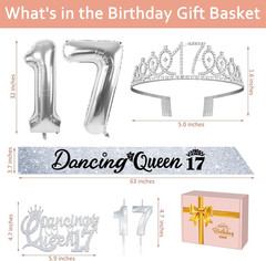 Dancing Queen Party Decorations 17 Silver with Dancing Queen 17 Sash and Tiara,