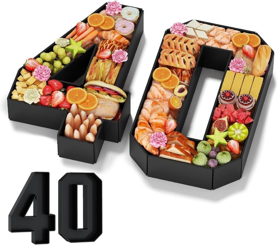 40 Cardboard Fillable Number Boxes for Charcuterie Snacks Paper Mache Display