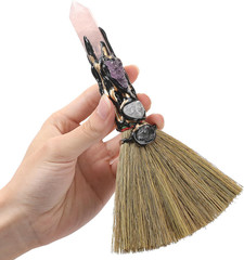 Rose Quartz Witch Broom – Witchcraft Supplies Mini Witches Broomstick with Am…