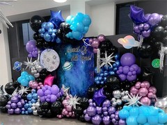 Grey Violet Maca Purple Gold Balloons Garland Arch Kit, 146Pcs Latex Balloons…
