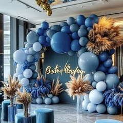 Dusty Blue Balloon Arch Light Dark Blue Balloons Different Size Blueberry Bal…