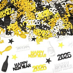 2026 New Years Confetti Eve Party Black Gold Silver Party Supply Decor