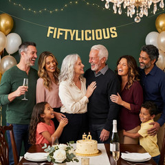 Pre-Strung Fiftylicious Gold Glitter Banner – Funny 50Th Birthday and Anniversar