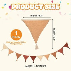 3.1m/10.2ft Fabric Pennant Banner, Pennant Banner Flags, Brown