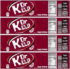 Dr Kelp Birthday Water Bottle Labels, 8.5 x 2 inches, Set of 12, Happy Birthday
