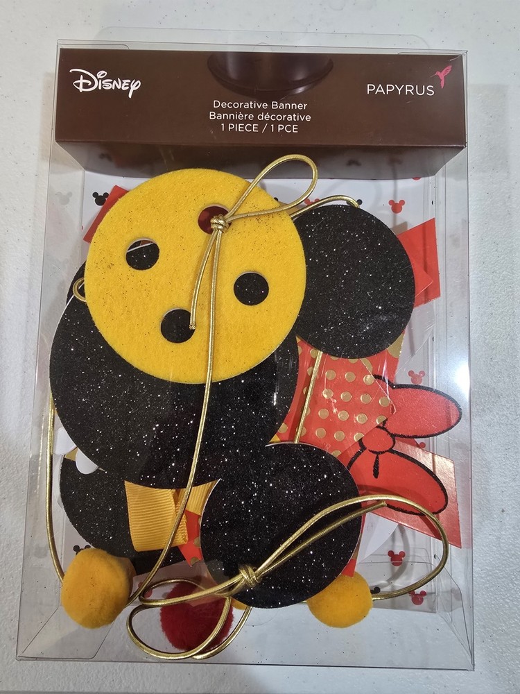 Disney Papyrus Mickey Mouse Decorative Felt Banner Black Yellow Red