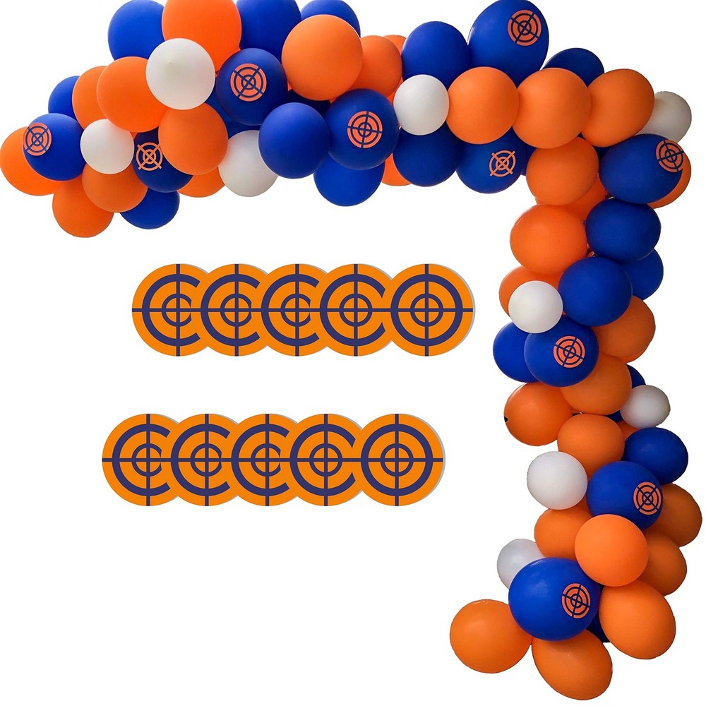 Dart War Party Balloon Garland Kit, 113Pack Blue Orange Black Balloons, Targe…