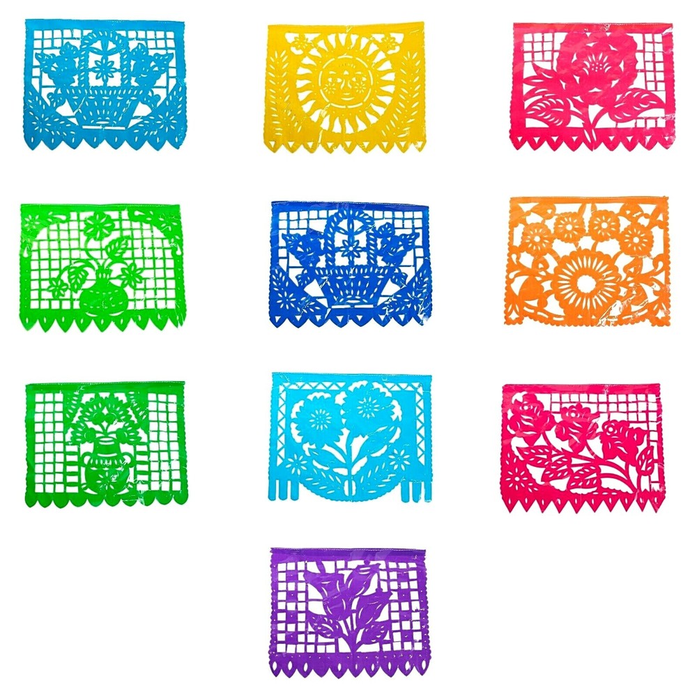 Papel Picado Banner Fiesta Party Plastic Mexico 16ft long (5m)
