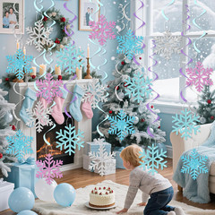 Snowflake Hanging Decorations, Winter Party Hanging Swirls Ceiling Streamers Pur