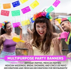 5 Pk Papel Picado Paper Banners Mexican Party Decorations for Cinco de Mayo D…