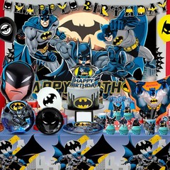 115 Pcs Batman Party Decorations Tableware Set Masks Plates Balloon Cups Napkins