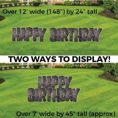 VictoryStore Black Sparkle EZ Happy Birthday Display, Black Glitter Decor 19867