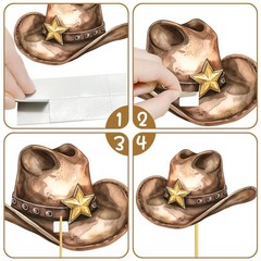16 PCS Western Cowboy Boots Hat Theme Centerpiece Sticks Party Decorations