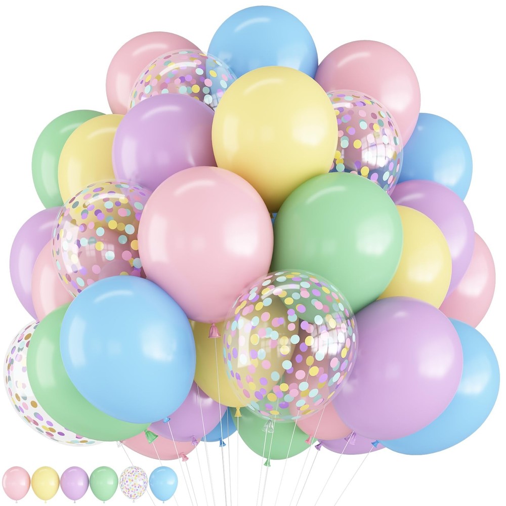 Pastel Balloons 12 Inch Macaron Pink Blue Green Purple Yellow Pastel Rainbow …