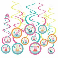 Peppa Pig Confetti Party Swirl Decorations ~ Peppa Pig Party Spiral Decorations