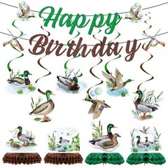 Duck Hunting Birthday Party Decorations – 18PCS One Lucky Duck Birthday Decor…