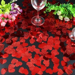 600 PCS Red Glitter Heart Confetti Valentines Day Wedding Table Decoration