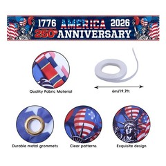 250th Anniversary American Banner Flag, 17762026 USA 250th Birthday Premium B…