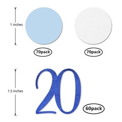 Blue Glitter 20 Confetti 20th Birthday Number Anniversary Table Decor 200 PCS
