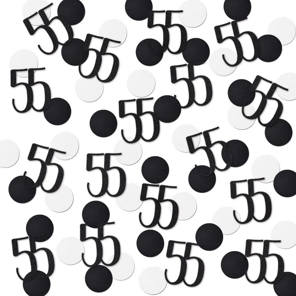 200 PCS Black Glitter 55th Birthday Number Confetti Table Decoration