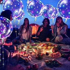 10PCS Clear BoBo Balloon 20″ Light Up Christmas Birthday Party Bubble Decoration