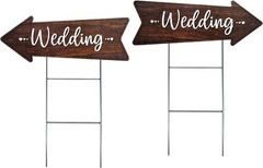Wedding Directional Arrow Yard Signs (23.5 x 8.5) with Heavy Duty Yard Stakes