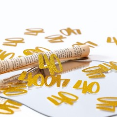 Gold 40th Birthday Confetti Paper Number 40 Table Scatter Over The Hill Decor