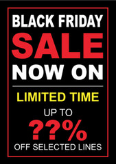 Black Friday Sale Poster Bespoke Text Wording Logo Any % Discount Retail Shop