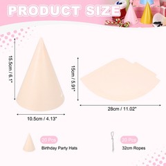 20Pcs Mini Birthday Party Hats, Colorful Paper Party Hat, Skin Tone