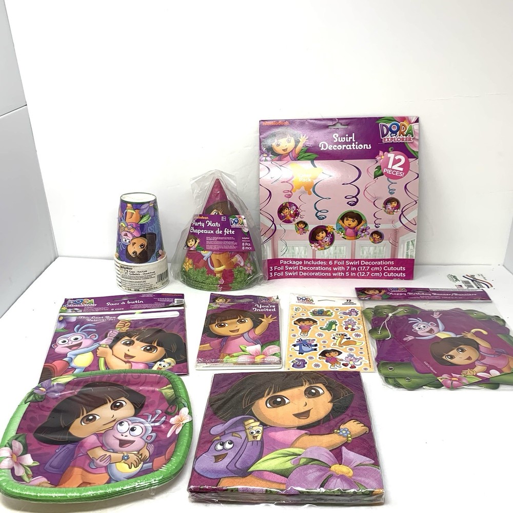 Dora The Explorer Birthday Party Decorations For 8 Children 9 Items New Packs