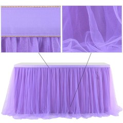 2 Pack 6ft Purple Table Skirt for Baby Shower Girl Lavender Tutu Table Skirts…