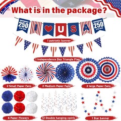 4th of July Decorations 37PCS Patriotic Red White Red,white,blue