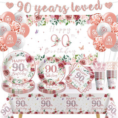Rose Gold 90th Birthday Decorations for Women – Fabulous Celebration Set