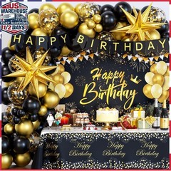 Black and Gold Birthday Decorations Set – 71pcs Party Supplies