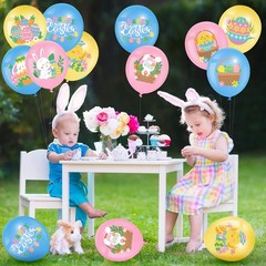 54 Pcs Happy Easter Balloons Decoration 12 Inch Easter Bunny Pastel Latex Bal…