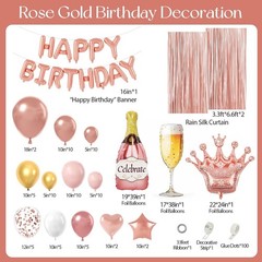 Rose Gold Birthday Decorations for Women Happy Birthday Decorations