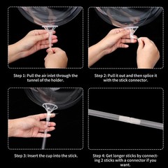 50pcs Balloon Sticks with Cups, 16in Clear Bobo Balloon Holders Large and Lon…
