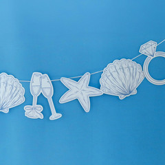 Coastal Party Garland Banner Seashell Ring Champagne Decor Bachelorette Fun Them