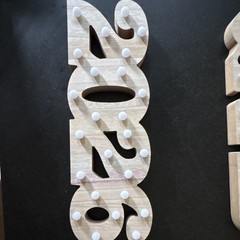 2026 Grad Lighted Marquee Sign Wood Look Battery Powered Beige