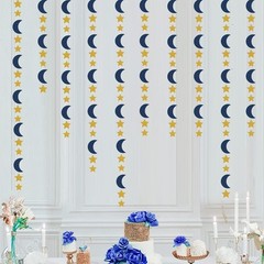 Navy-Blue Gold Moon-Star Party-Decorations Garland – Navy Blue Moon Star