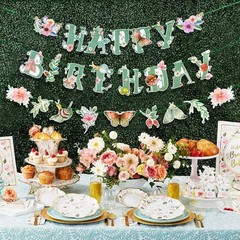 Charming Double-Sided Floral Birthday Banner with Butterflies – 70.87 Inches