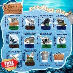 WILLBOND 12pc Fishing Honeycomb Centerpieces